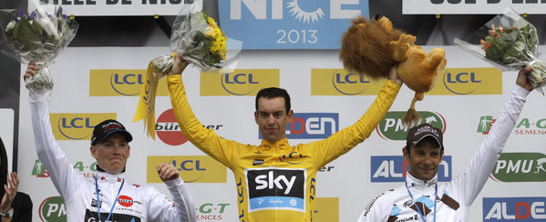 El podio de la París-Niza: 1º Richie Porte; 2º Andrew Talansky; 3º Jean Christophe Peraud.